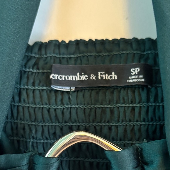Abercrombie & Fitch Strapless Dark Emerald Pleated Maxi Dress - Picture 5 of 5
